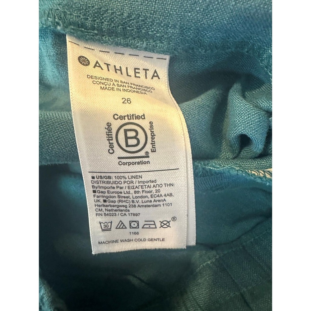 NWT Athleta Retreat Linen Wide Leg Pant Teal Blue/Green Women's Plus Size 26 - Picture 7 of 16
